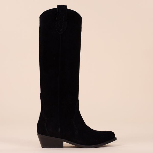 Hoge cowboyboots zwart suede