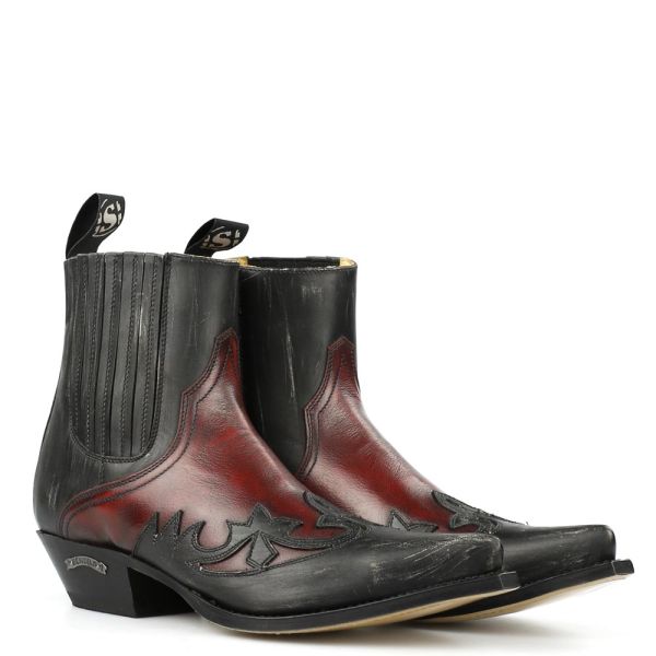 Sendra cowboyboots 10324 Raspado Negro Rojo