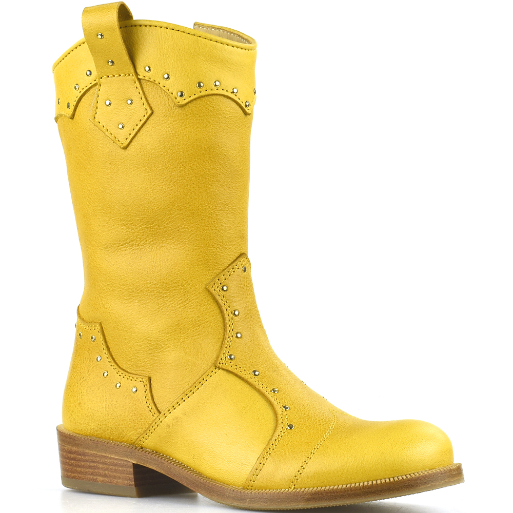 Eeuwigdurend Fjord Supplement Zecchino d'Oro meisjes laarzen 1869 geel met zilveren studs